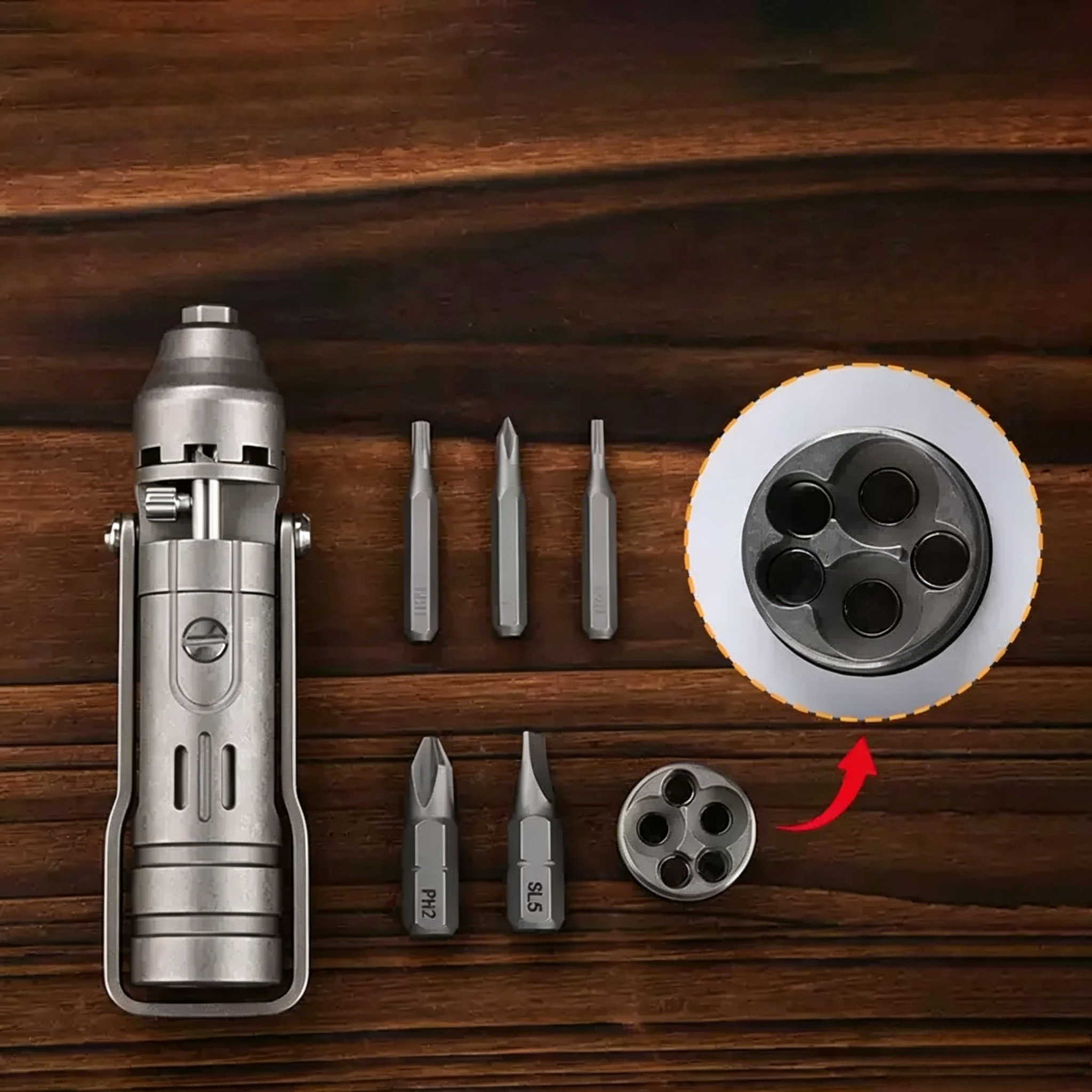 The GripNGo Driver | Titanium EDC Pocket Ratchet Screwdriver