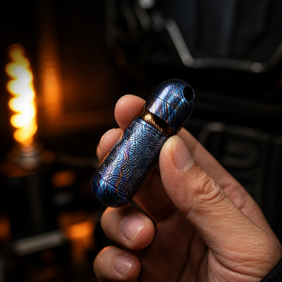 Titanium Damascus EDC Bit Holder | 5-Bit Pocket Carry Tool